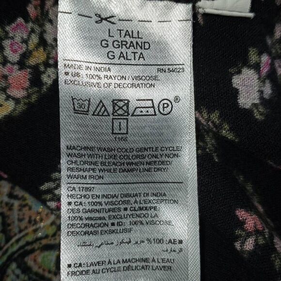 OLD NAVY BLACK & PINK FLORAL BOHO-INSPIRED BLOUSE SZ.L EUC - Picture 7 of 7